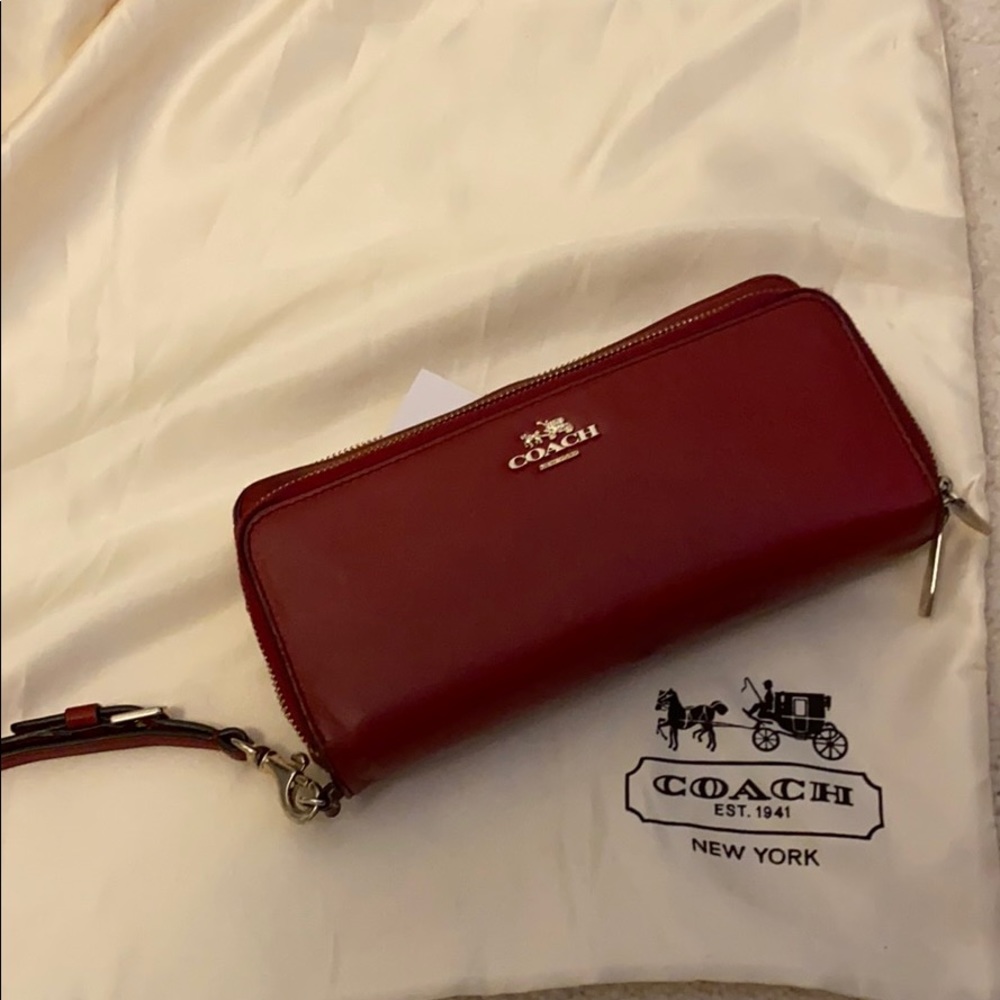 Coach Red wallet wristlet (used)